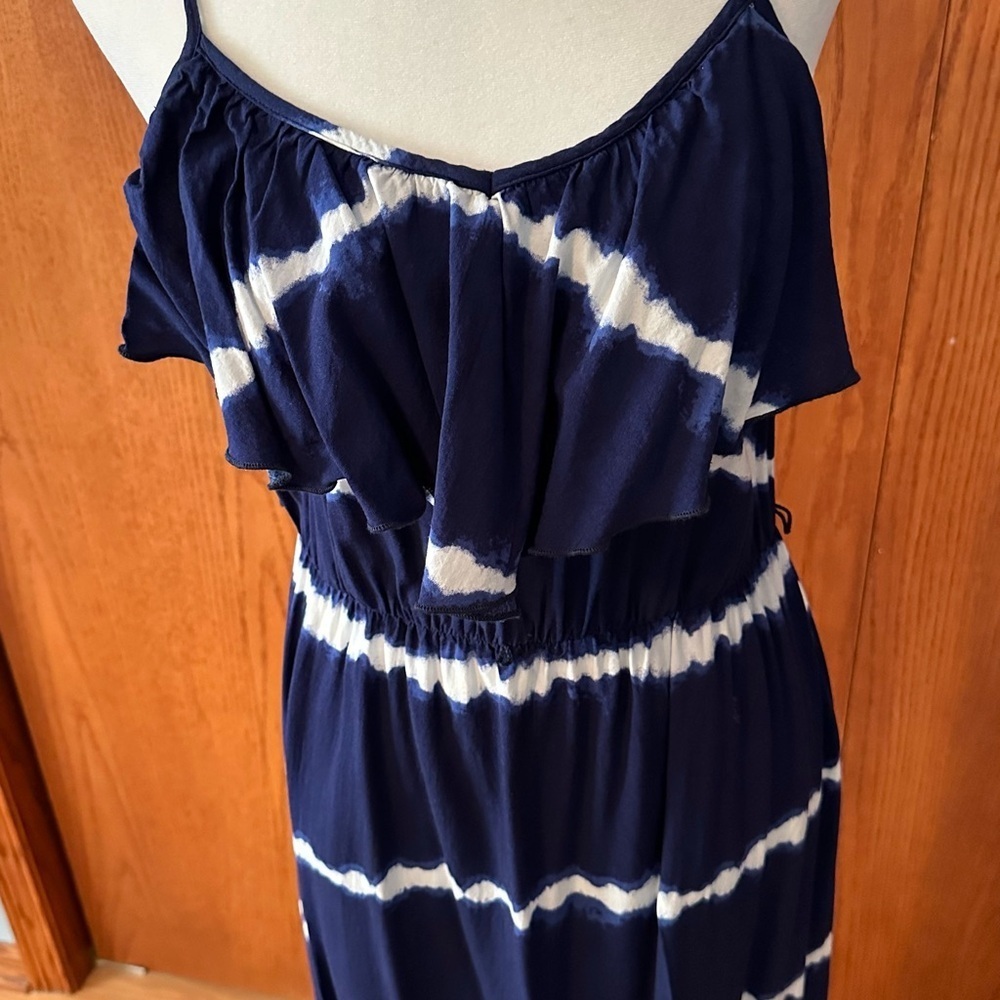 NWOT A Byer Blue Tie-Dye Maxi Dress Ruffled Top Size Medium - Picture 5 of 14